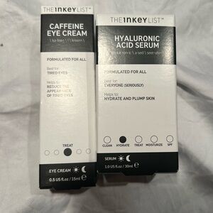 The Inkey List Caffeine Eye Cream 15 ml & Hyaluronic Acid Serum 30 ml - NIB